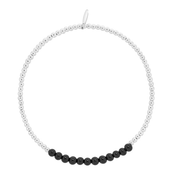 Bratara din argint Beaded – Onix Negru